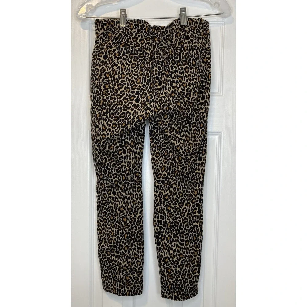 J Crew Women's Leopard Print Winnie‎ Pant Stretch Cotton Cropped Side Zip Size 4